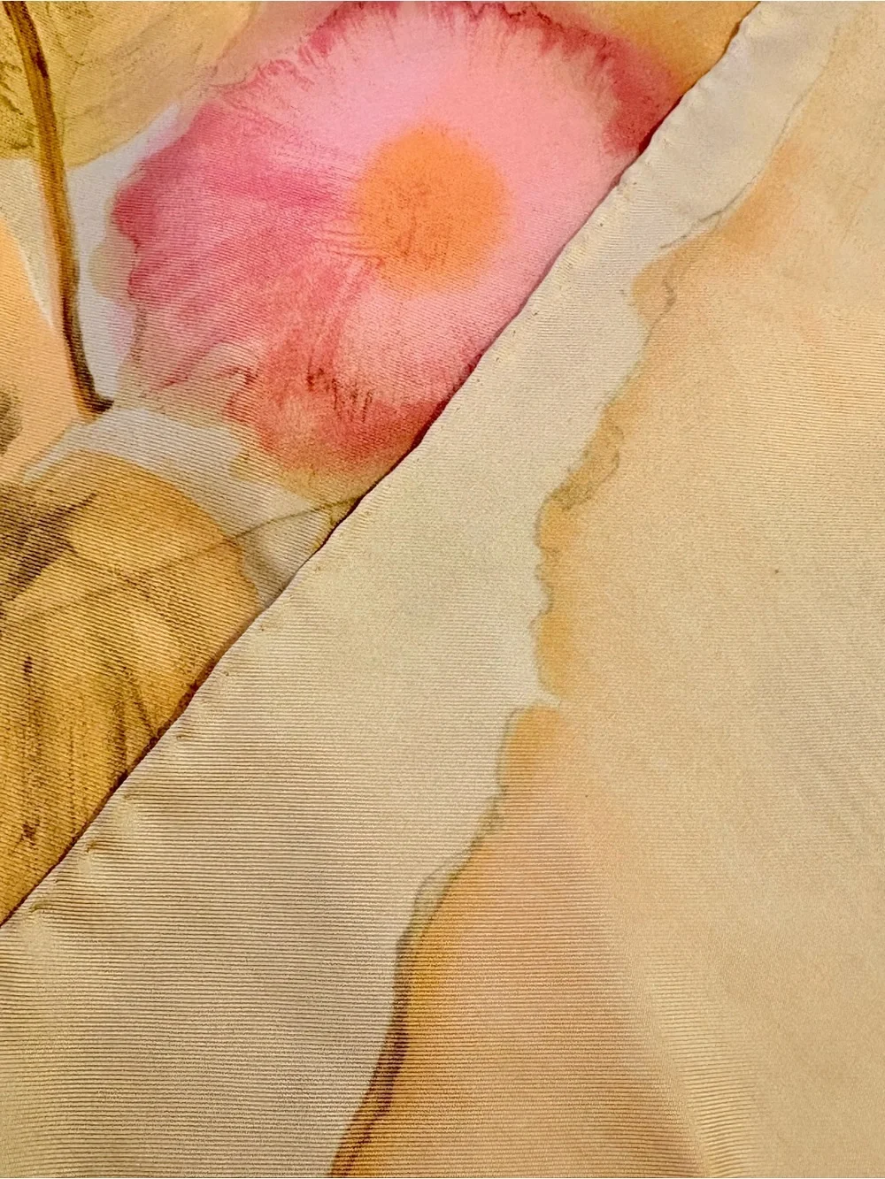 Vintage JEAN PATOU Paris 1970s Silk Scarf Watercolor Bouquet